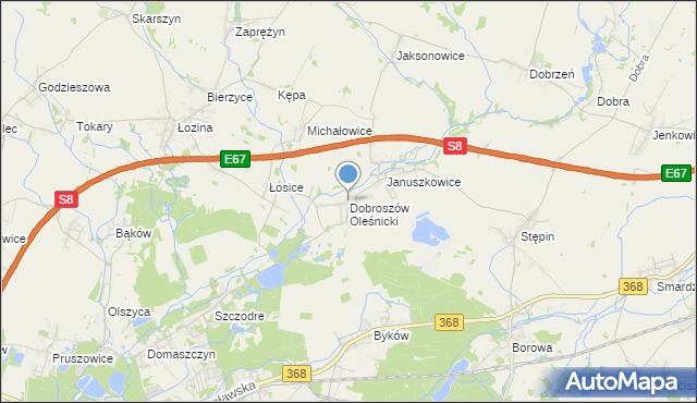 mapa Dobroszów Oleśnicki, Dobroszów Oleśnicki na mapie Targeo